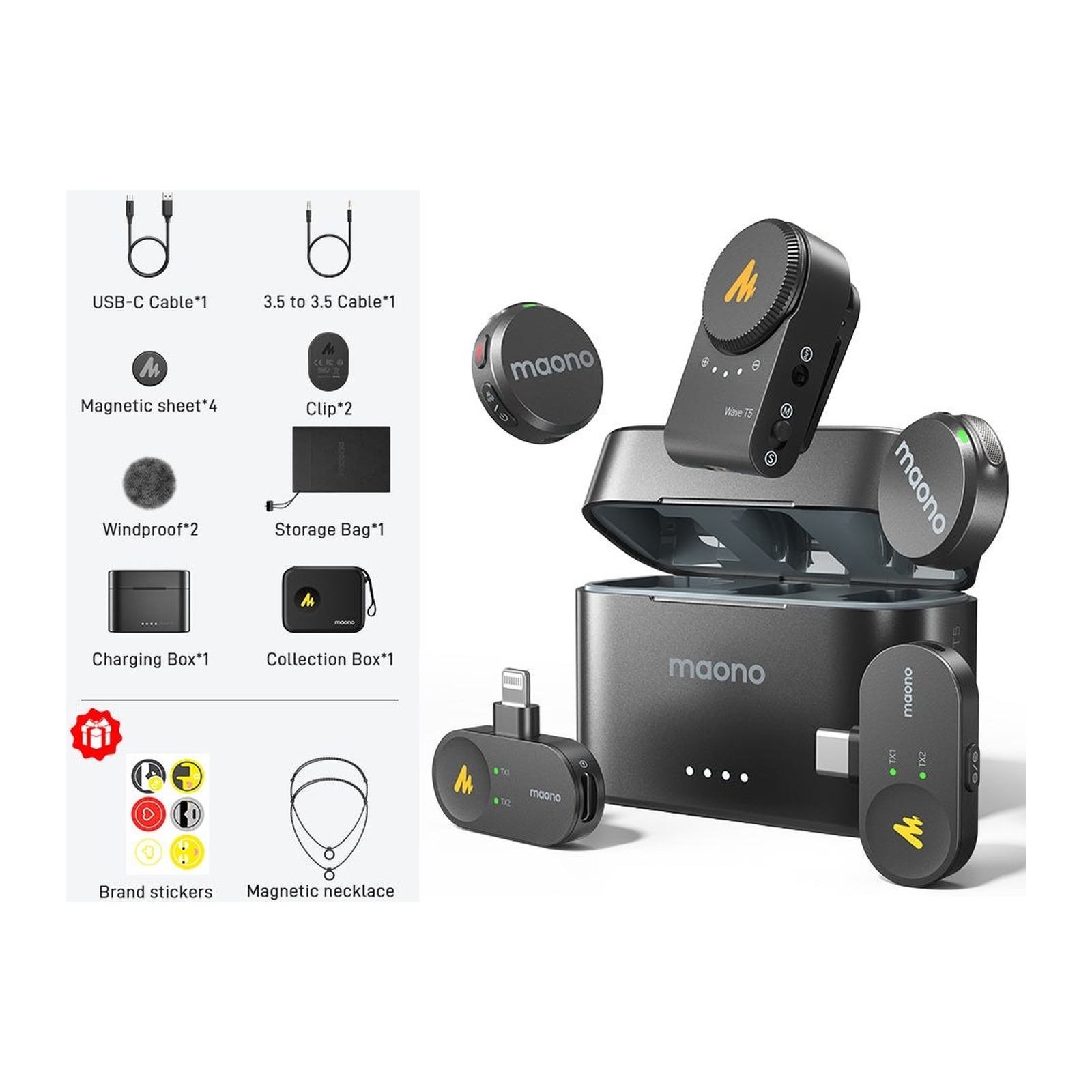 Maono Wave T5 (PA3) Wireless Lavalier Microphone view 5