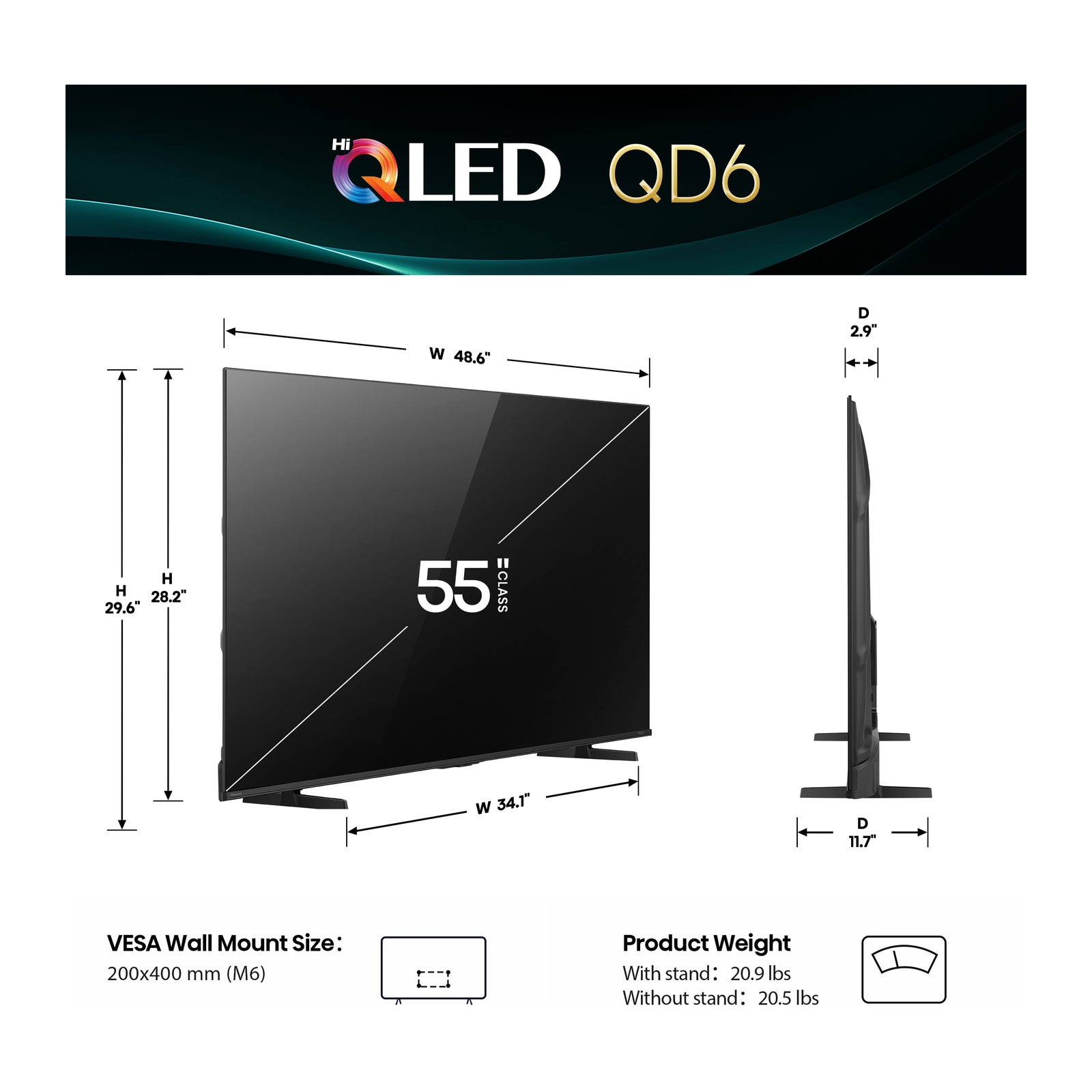 Hisense 55" Q6 QLED TV view 2